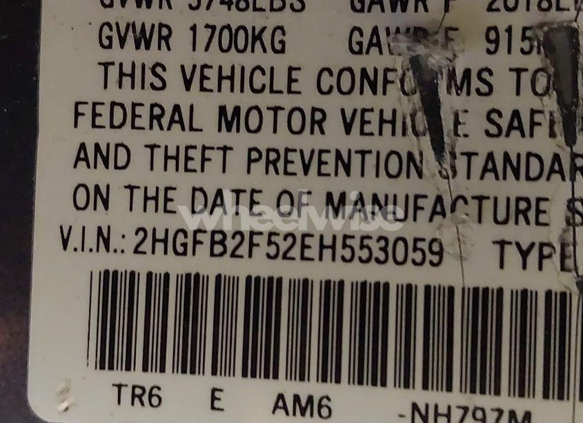 Photo 9 of 2014 Honda Civic LX (VIN 2HGFB2F52EH553059)