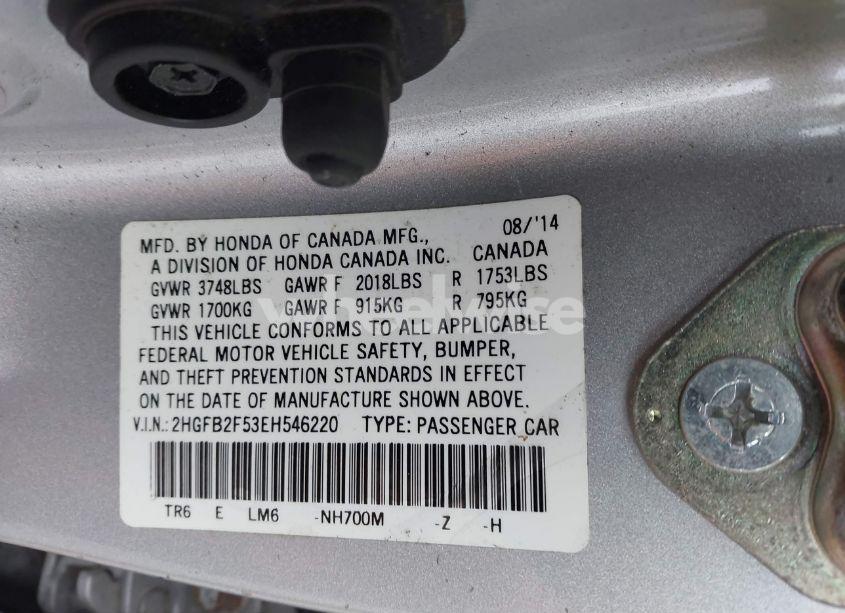 Photo 9 of 2014 Honda Civic LX (VIN 2HGFB2F53EH546220)