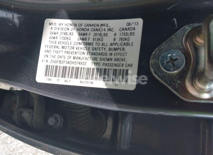 Photo 9 of 2013 Honda Civic LX (VIN 2HGFB2F54DH574932)