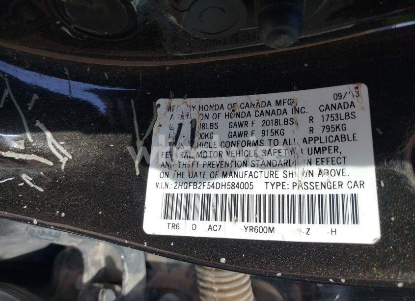 Photo 8 of 2013 Honda Civic LX (VIN 2HGFB2F54DH584005)