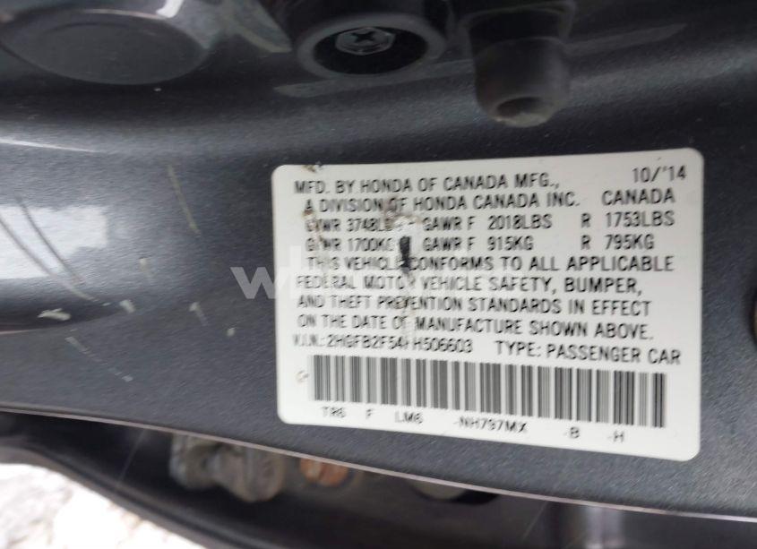 Photo 9 of 2015 Honda Civic LX (VIN 2HGFB2F54FH506603)