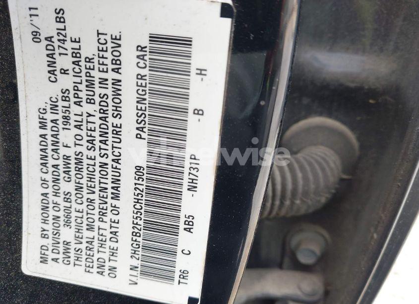 Photo 9 of 2012 Honda Civic LX (VIN 2HGFB2F55CH521509)