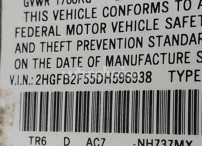 Photo 9 of 2013 Honda Civic LX (VIN 2HGFB2F55DH596938)