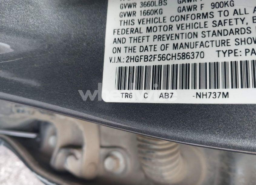 Photo 9 of 2012 Honda Civic SDN LX (VIN 2HGFB2F56CH586370)