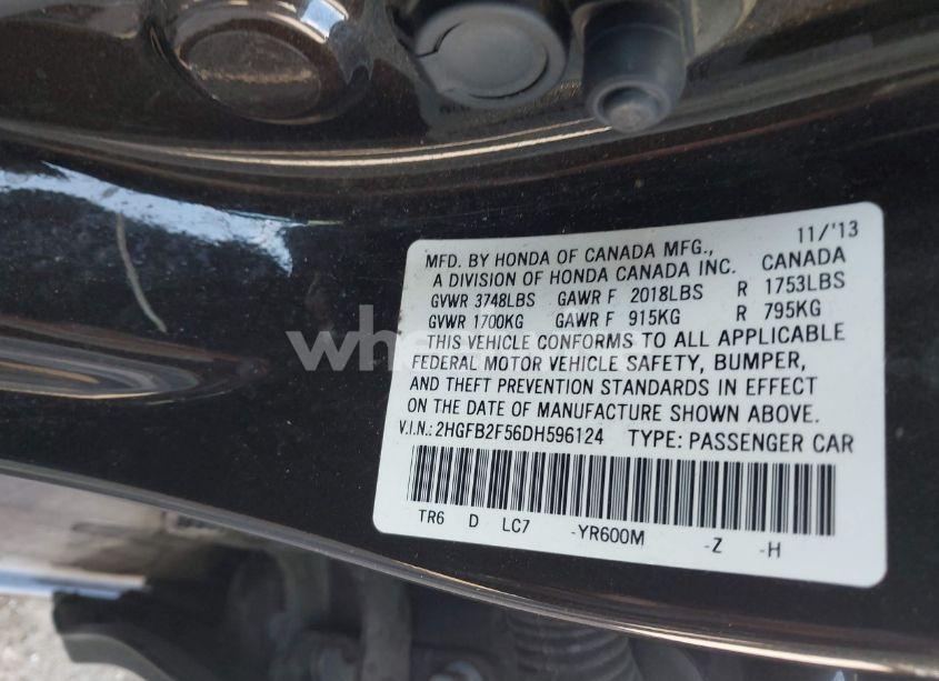 Photo 9 of 2013 Honda Civic LX (VIN 2HGFB2F56DH596124)