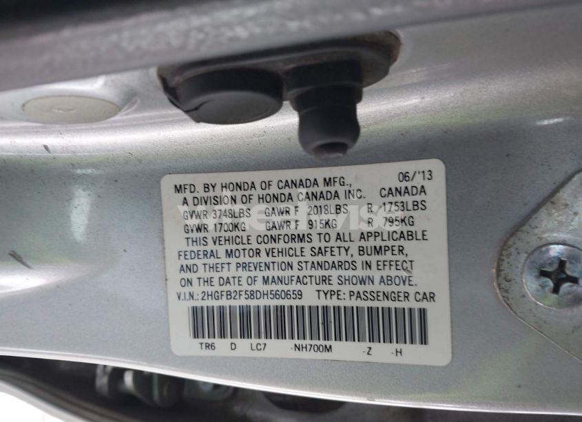 Photo 9 of 2013 Honda Civic LX (VIN 2HGFB2F58DH560659)