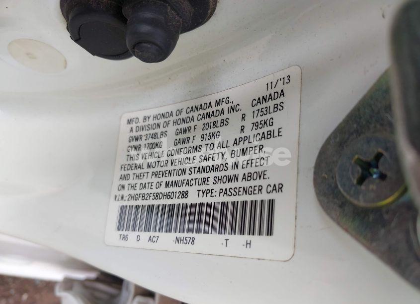 Photo 9 of 2013 Honda Civic LX (VIN 2HGFB2F58DH601288)