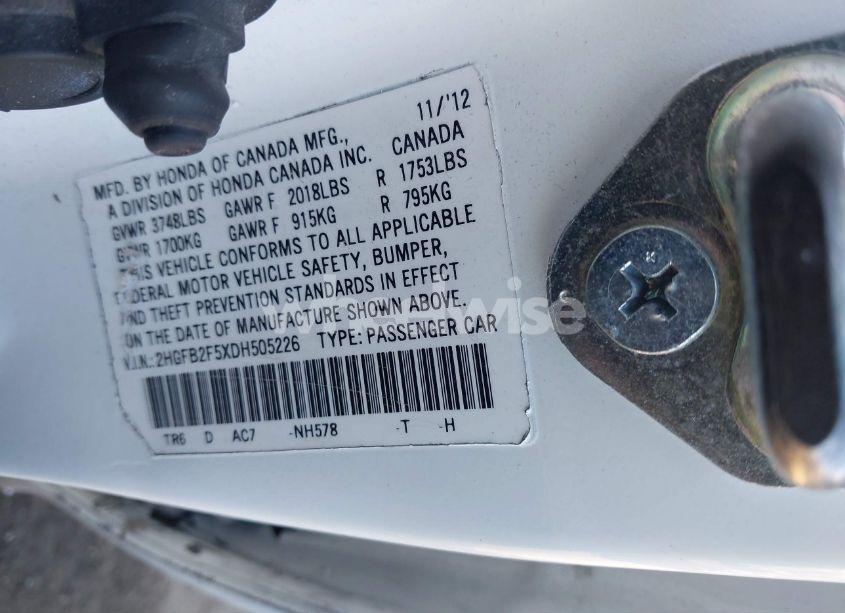 Photo 9 of 2013 Honda Civic LX (VIN 2HGFB2F5XDH505226)