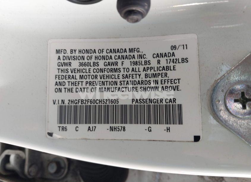 Photo 9 of 2012 Honda Civic HF (VIN 2HGFB2F60CH521605)