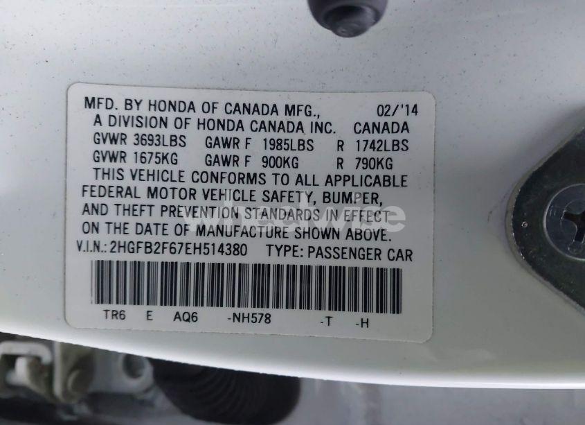 Photo 9 of 2014 Honda Civic HF (VIN 2HGFB2F67EH514380)