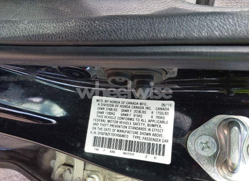Photo 9 of 2015 Honda Civic SE (VIN 2HGFB2F70FH564810)