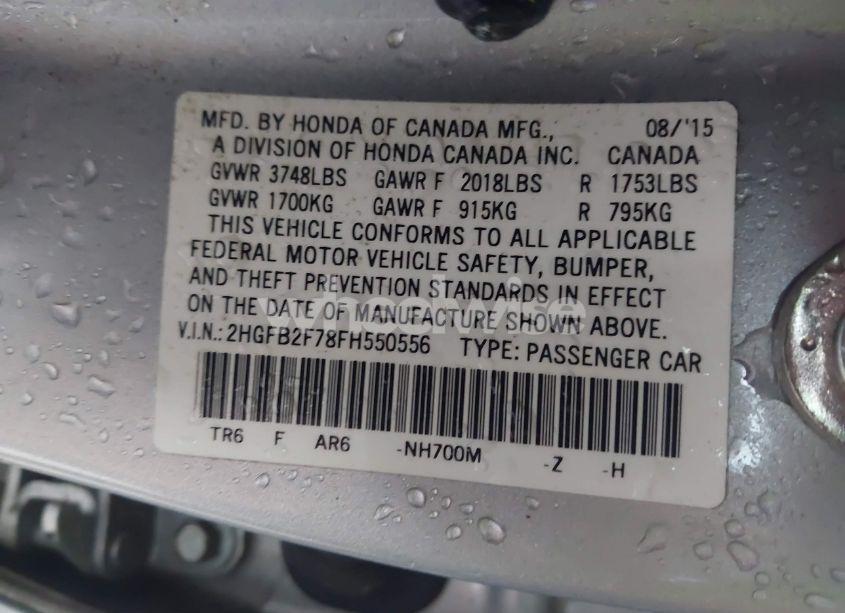 Photo 9 of 2015 Honda Civic SE (VIN 2HGFB2F78FH550556)