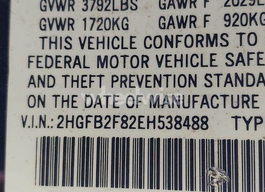 Photo 9 of 2014 Honda Civic EX (VIN 2HGFB2F82EH538488)