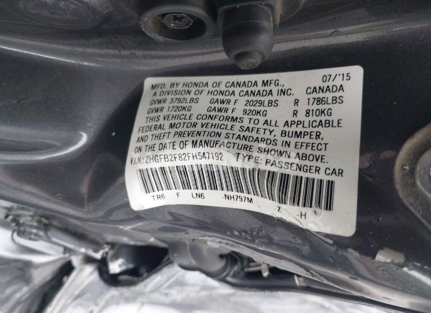 Photo 9 of 2015 Honda Civic EX (VIN 2HGFB2F82FH547192)