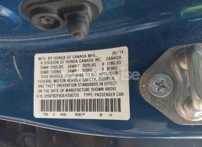 Photo 9 of 2014 Honda Civic EX (VIN 2HGFB2F83EH556725)