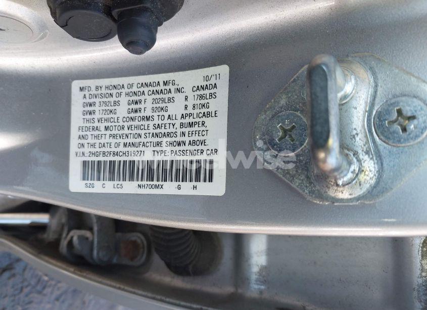 Photo 9 of 2012 Honda Civic EX (VIN 2HGFB2F84CH319271)