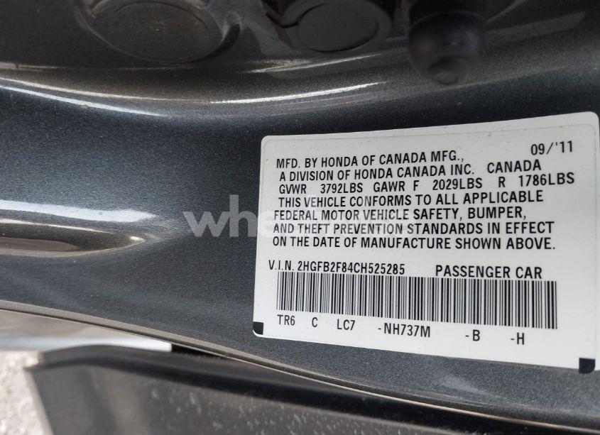 Photo 9 of 2012 Honda Civic EX (VIN 2HGFB2F84CH525285)