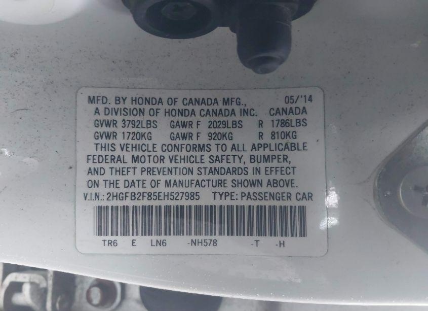 Photo 9 of 2014 Honda Civic EX (VIN 2HGFB2F85EH527985)