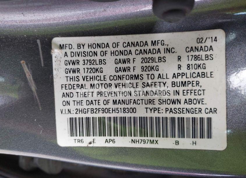 Photo 9 of 2014 Honda Civic EX-L (VIN 2HGFB2F90EH518300)