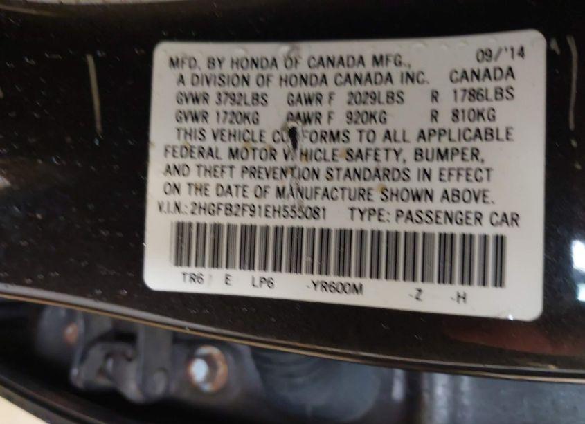 Photo 9 of 2014 Honda Civic EX-L (VIN 2HGFB2F91EH555081)