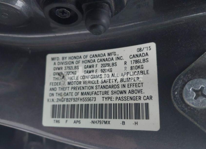 Photo 9 of 2015 Honda Civic EX-L (VIN 2HGFB2F92FH555673)