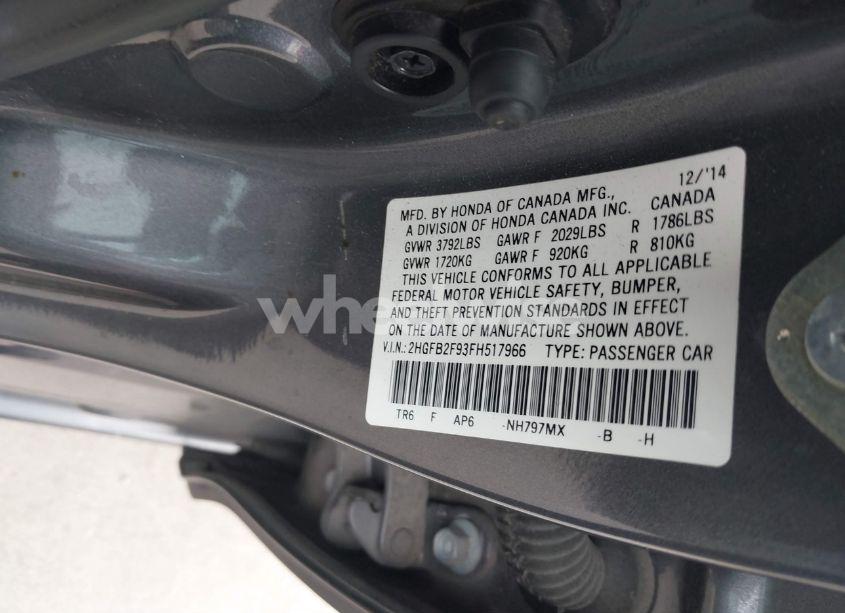 Photo 9 of 2015 Honda Civic EX-L (VIN 2HGFB2F93FH517966)