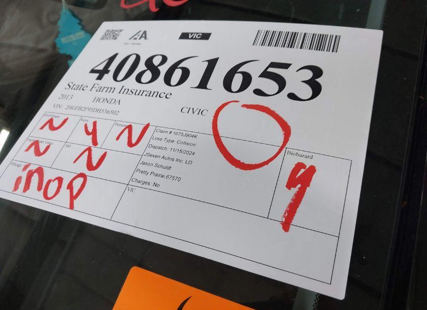 Photo 7 of 2013 Honda Civic EX-L (VIN 2HGFB2F95DH536502)