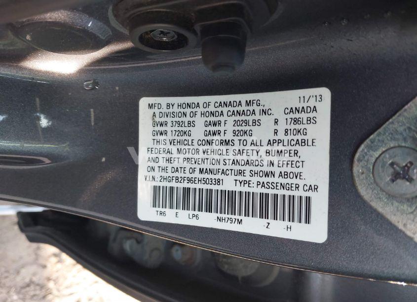 Photo 9 of 2014 Honda Civic EX-L (VIN 2HGFB2F96EH503381)