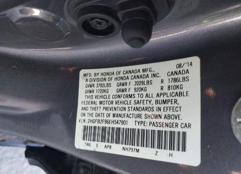 Photo 9 of 2014 Honda Civic EX-L (VIN 2HGFB2F96EH547901)