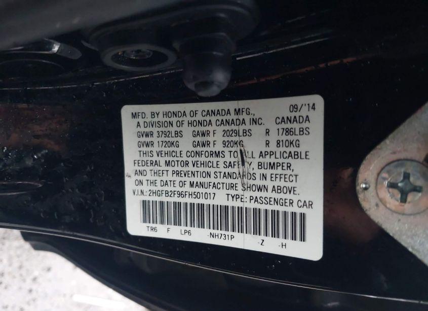 Photo 9 of 2015 Honda Civic EX-L (VIN 2HGFB2F96FH501017)
