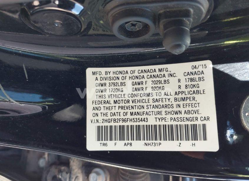 Photo 9 of 2015 Honda Civic EX-L (VIN 2HGFB2F96FH535443)