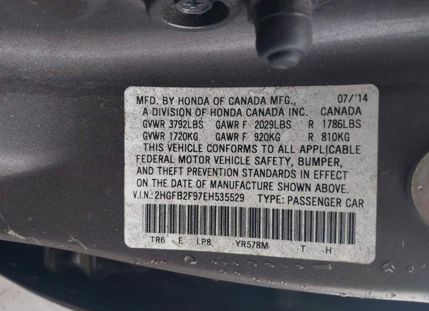 Photo 9 of 2014 Honda Civic EX-L (VIN 2HGFB2F97EH535529)