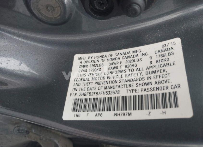 Photo 9 of 2015 Honda Civic EX-L (VIN 2HGFB2F97FH532678)