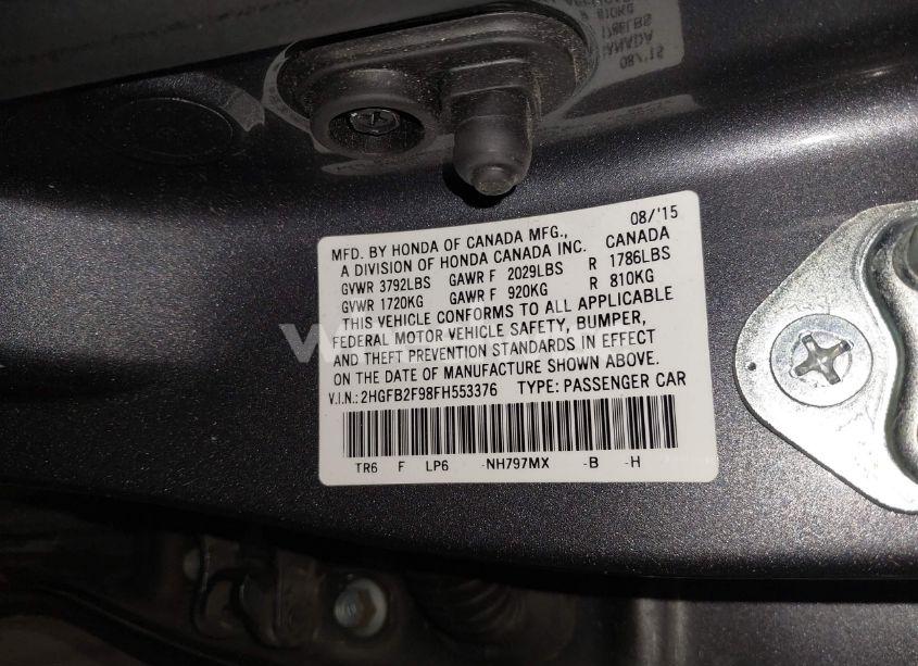 Photo 9 of 2015 Honda Civic EX-L (VIN 2HGFB2F98FH553376)