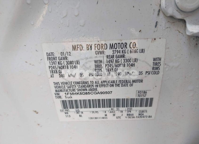 Photo 9 of 2012 Ford Explorer XLT (VIN 2HGFB6E50CH******)