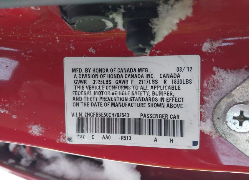 Photo 9 of 2012 Honda Civic SI (VIN 2HGFB6E50CH702543)