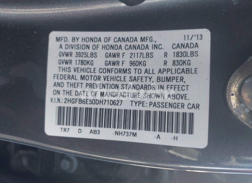 Photo 9 of 2013 Honda Civic SI (VIN 2HGFB6E50DH710627)