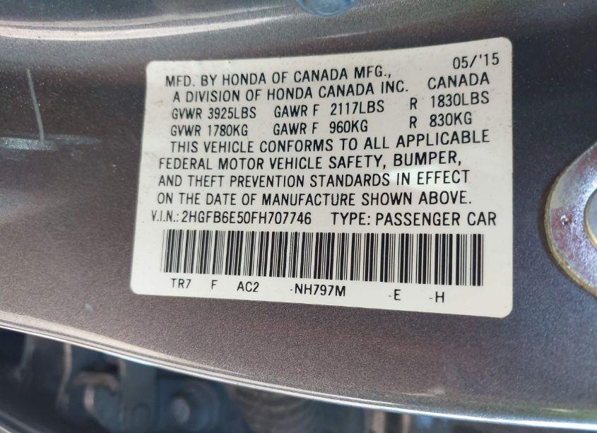 Photo 9 of 2015 Honda Civic SI (VIN 2HGFB6E50FH707746)