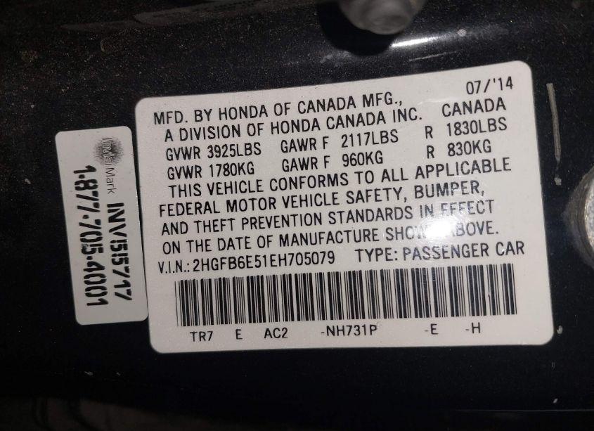 Photo 9 of 2014 Honda Civic SI (VIN 2HGFB6E51EH705079)