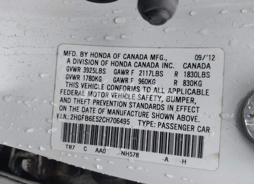 Photo 9 of 2012 Honda Civic SI (VIN 2HGFB6E52CH706495)