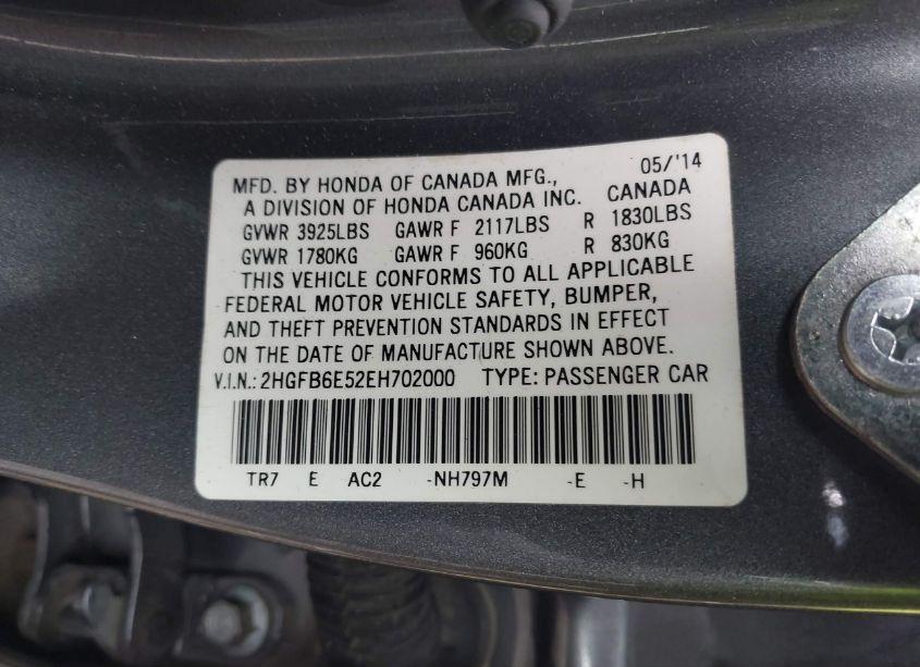 Photo 9 of 2014 Honda Civic SI (VIN 2HGFB6E52EH702000)