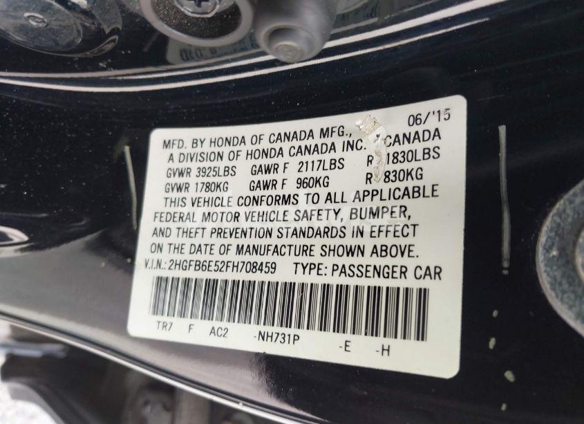 Photo 9 of 2015 Honda Civic SI (VIN 2HGFB6E52FH708459)