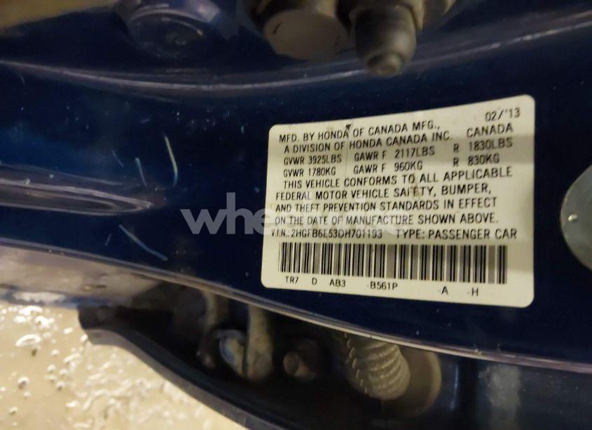 Photo 9 of 2013 Honda Civic SI (VIN 2HGFB6E53DH701193)