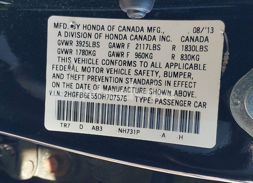 Photo 9 of 2013 Honda Civic SI (VIN 2HGFB6E55DH707576)