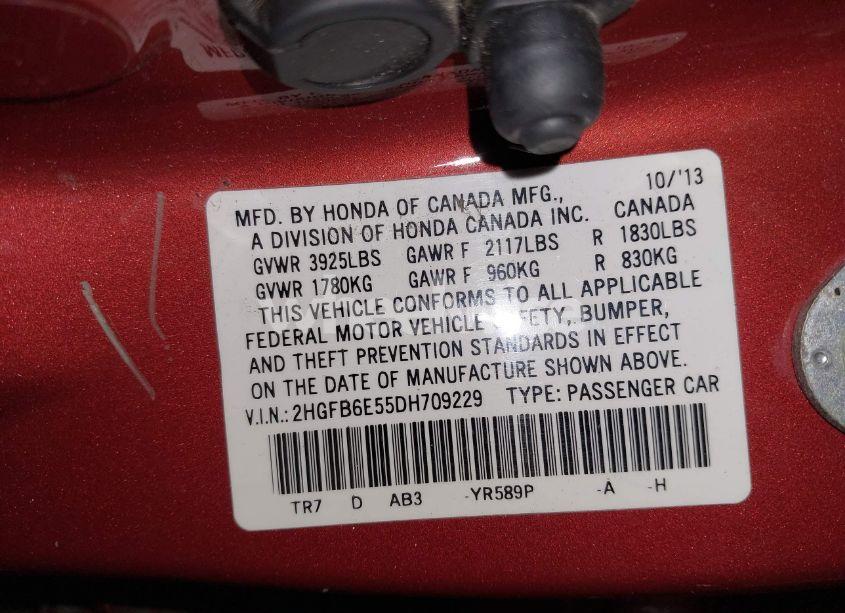 Photo 9 of 2013 Honda Civic SI (VIN 2HGFB6E55DH709229)