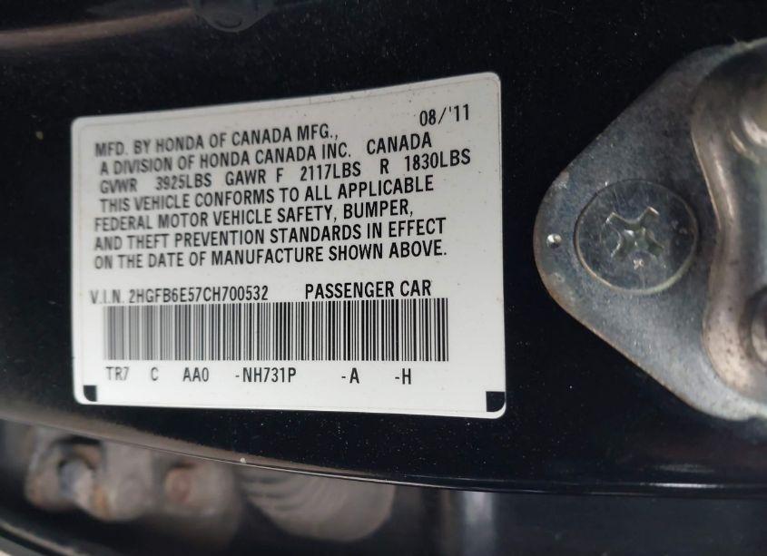 Photo 9 of 2012 Honda Civic SI (VIN 2HGFB6E57CH700532)