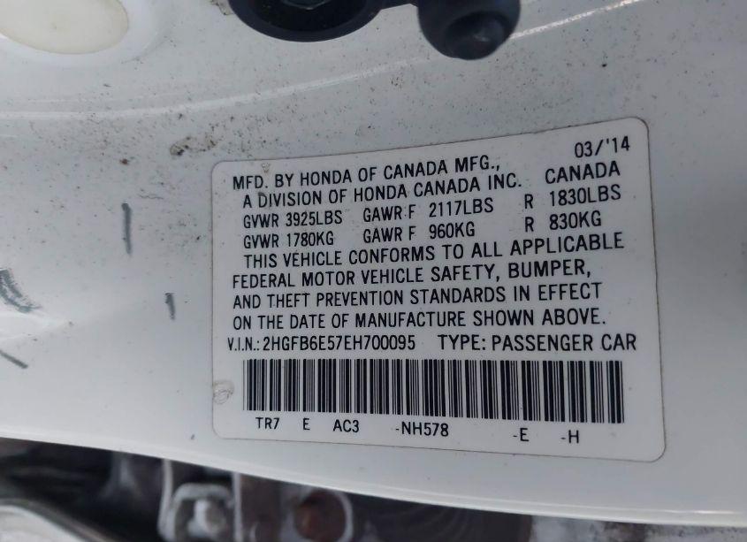 Photo 9 of 2014 Honda Civic SI (VIN 2HGFB6E57EH700095)