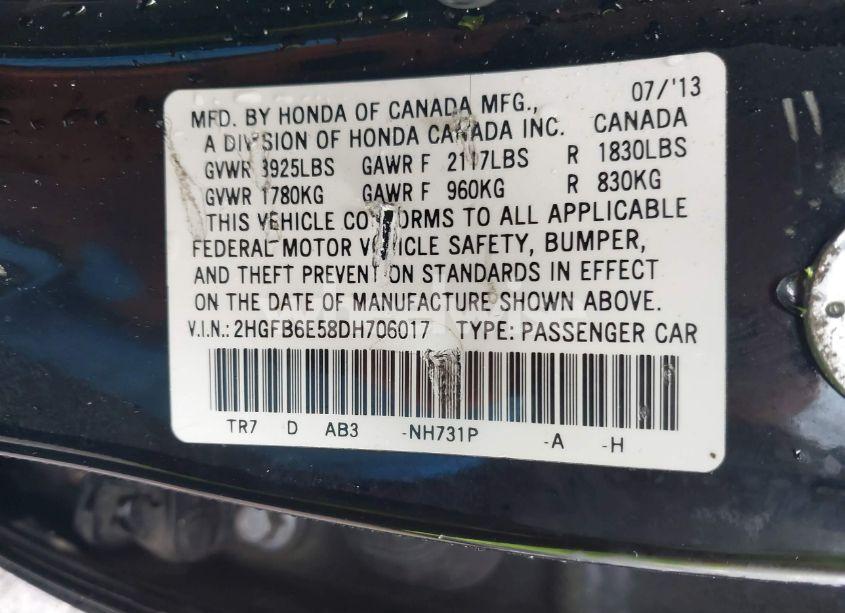 Photo 9 of 2013 Honda Civic SI (VIN 2HGFB6E58DH706017)