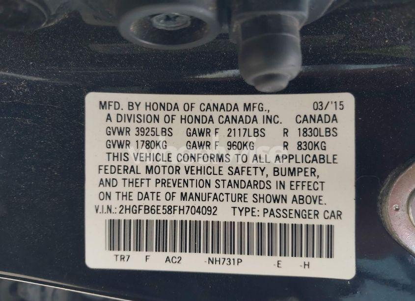 Photo 9 of 2015 Honda Civic SI (VIN 2HGFB6E58FH704092)