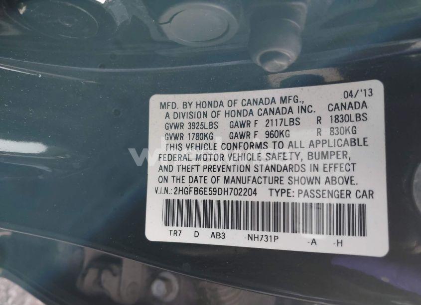 Photo 9 of 2013 Honda Civic SI (VIN 2HGFB6E59DH702204)